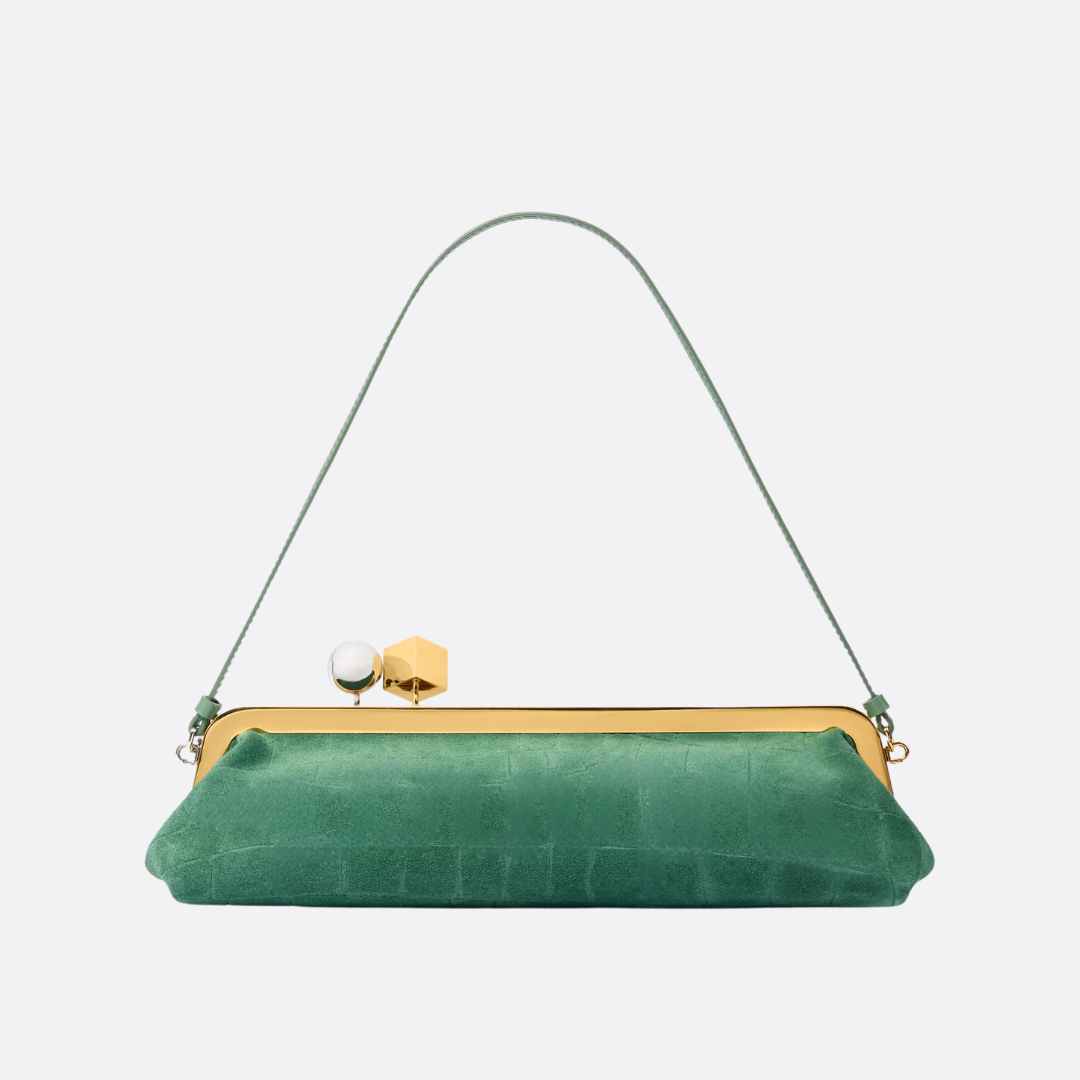 Jcq LSl Suede Clutch Bag with Crocodile Effect