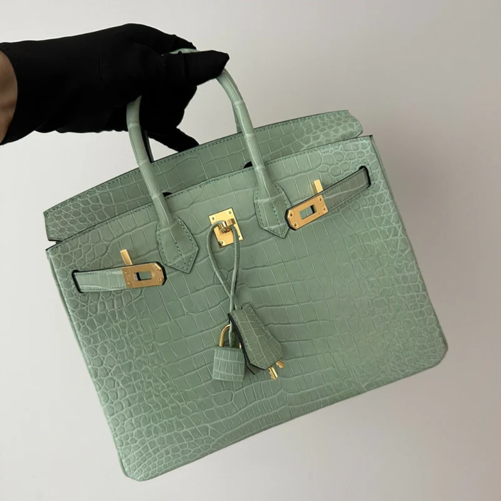 Kly 28 Vert Alligator Bag & Green Sandals – Hms