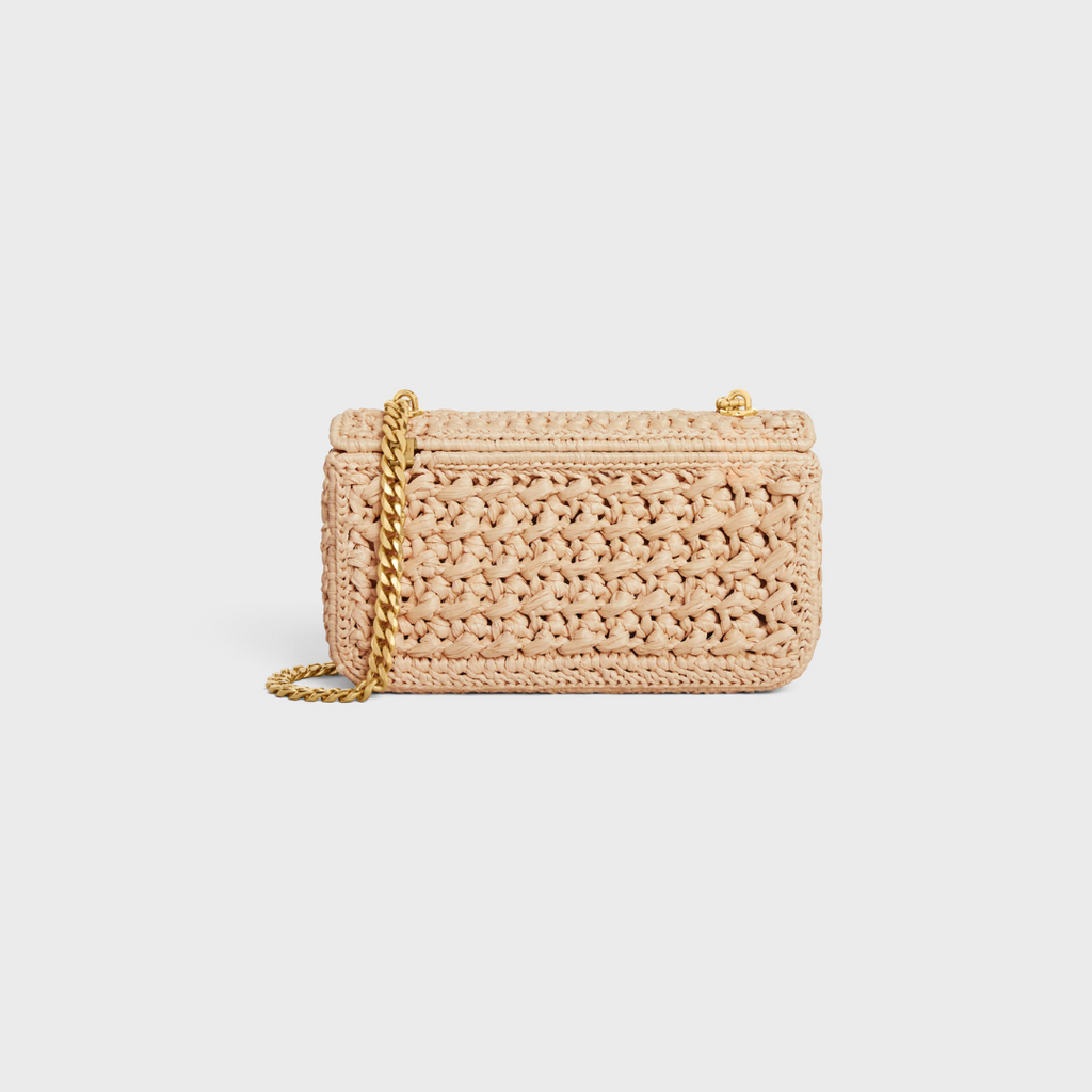 Bag Cl. Shoulder with Chain in Raffia Woven Effect